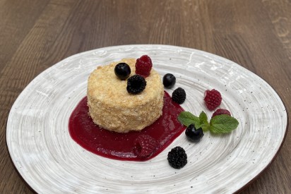 Napoleon with berry dressing